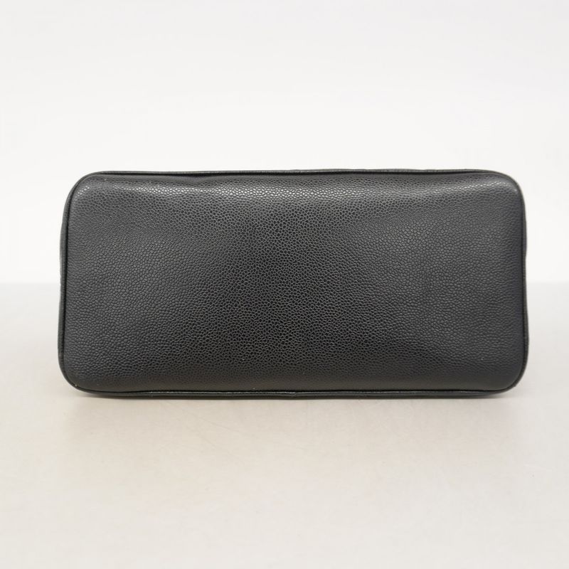 Chanel Tote Bag Revival Tote Caviar Skin Black Silver Hardware Women's