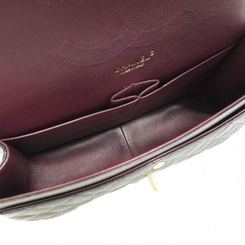 Chanel Shoulder Bag Deca Matelasse Caviar Skin Black Chien Pan Gold Hardware