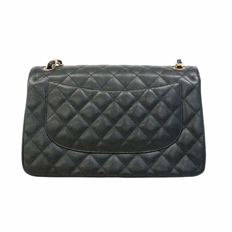 Chanel Shoulder Bag Deca Matelasse Caviar Skin Black Chien Pan Gold Hardware