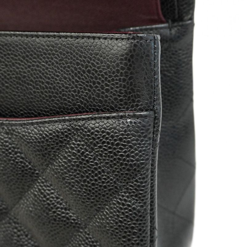 Chanel Shoulder Bag Deca Matelasse Caviar Skin Black Chien Pan Gold Hardware