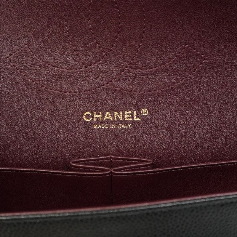 Chanel Shoulder Bag Deca Matelasse Caviar Skin Black Chien Pan Gold Hardware