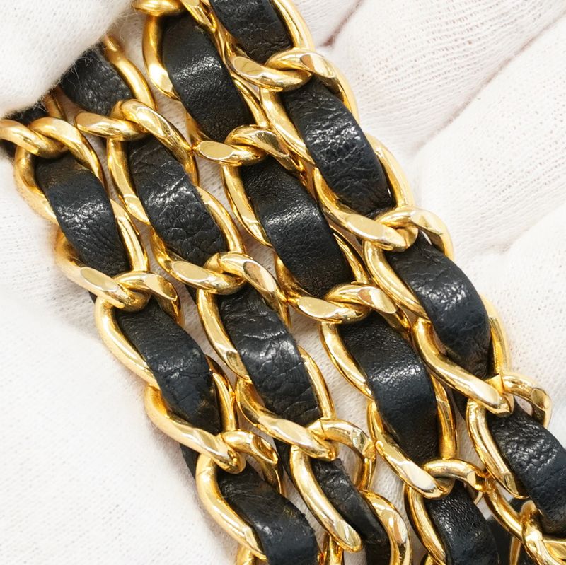 Chanel Shoulder Bag Matelasse Lambskin Black Gold Hardware Women