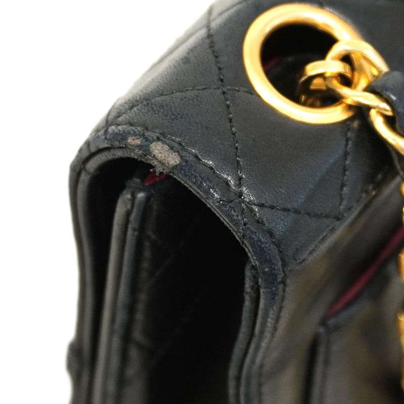 Chanel Shoulder Bag Matelasse Lambskin Black Gold Hardware Women