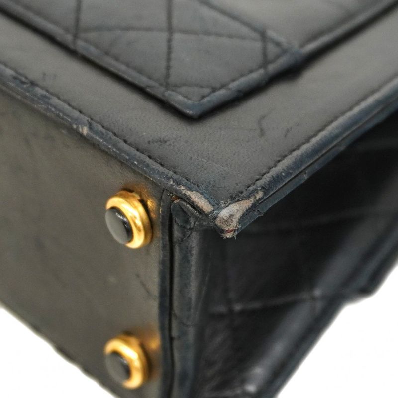 Chanel Shoulder Bag Matelasse Lambskin Black Gold Hardware Women