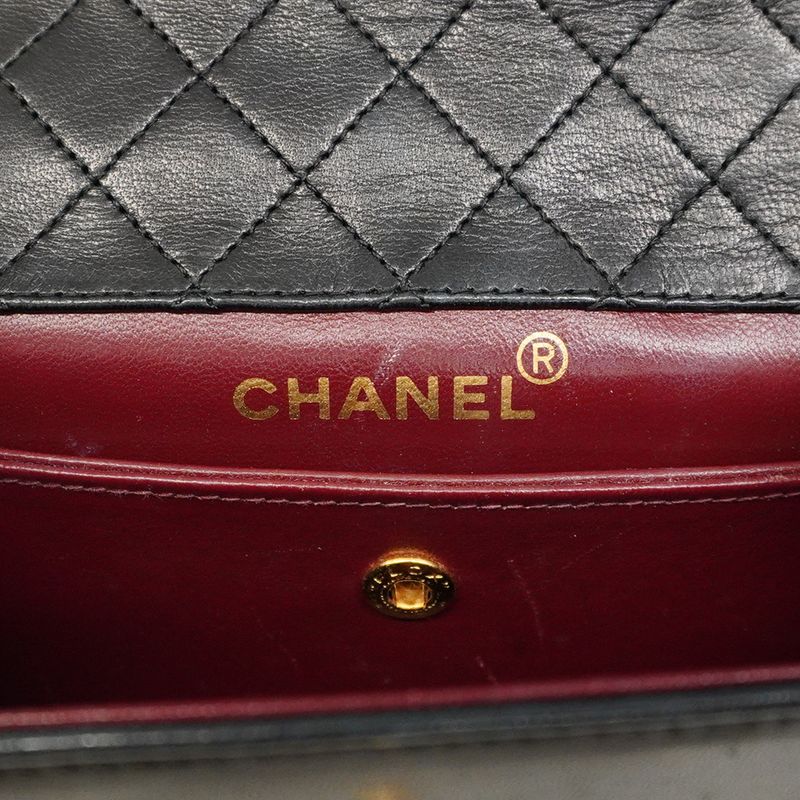 Chanel Shoulder Bag Matelasse Lambskin Black Gold Hardware Women