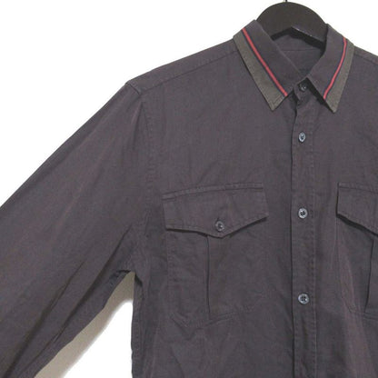 Good Gucci Long Sleeve Slim Military Shirt Size 38/15 Brown Men's Used