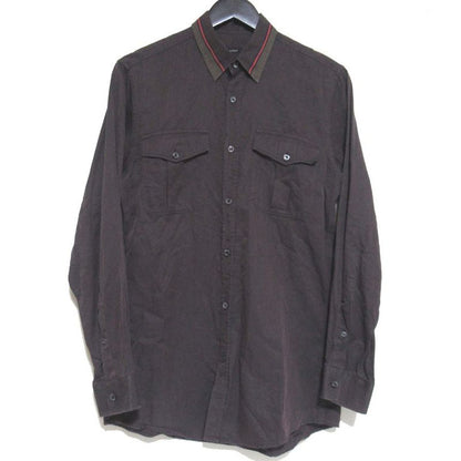 Good Gucci Long Sleeve Slim Military Shirt Size 38/15 Brown Men's Used