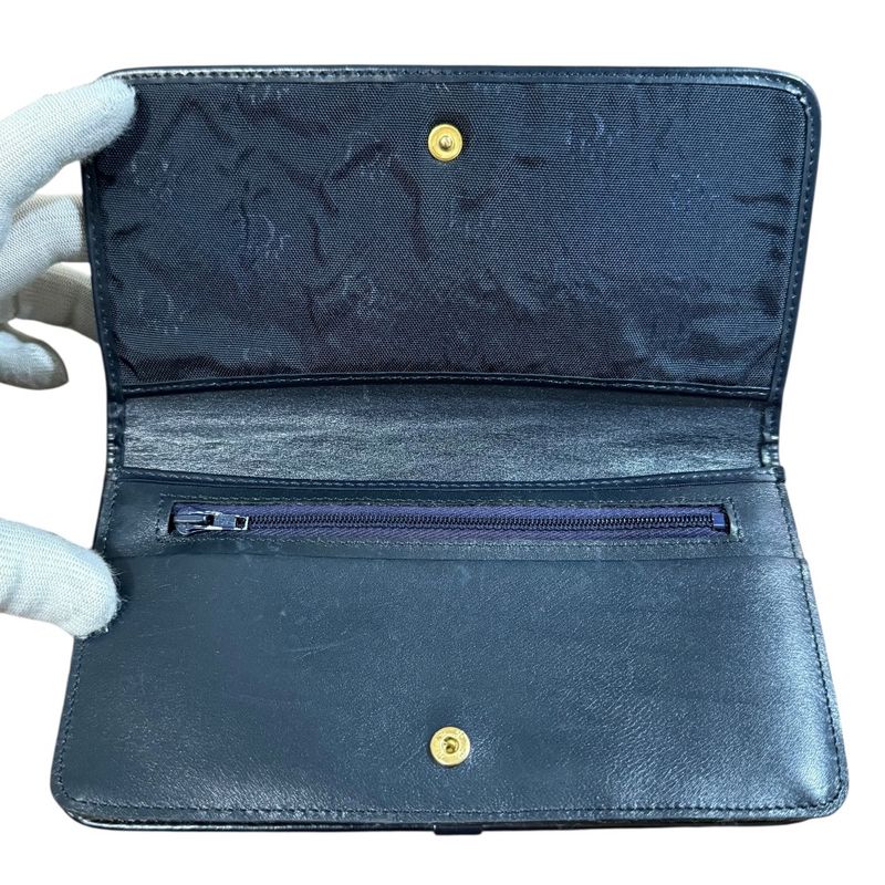 Good Christian Dior Vintage Long Wallet Long Wallet Navy Men's Women's Used