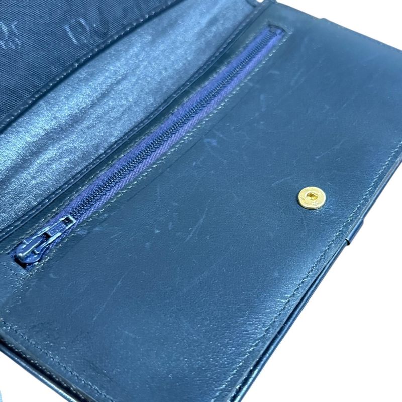 Good Christian Dior Vintage Long Wallet Long Wallet Navy Men's Women's Used