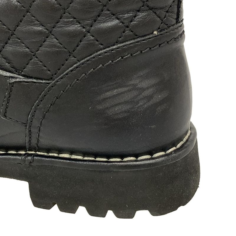 Chanel Boots 36 1/2 Women - G28566 Black Engineer/matelasse Lambskin