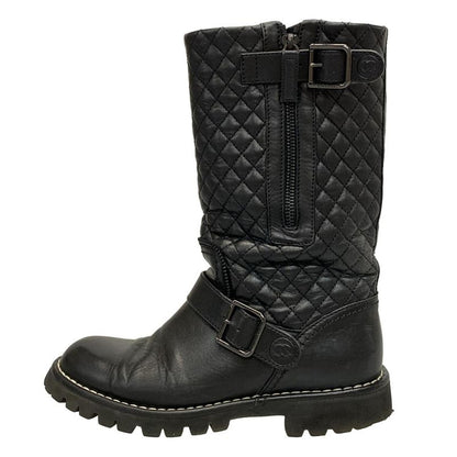 Chanel Boots 36 1/2 Women - G28566 Black Engineer/matelasse Lambskin