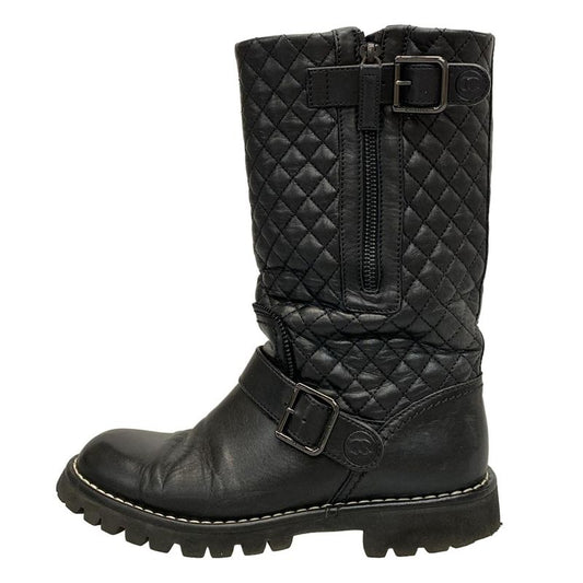 Chanel Boots 36 1/2 Women - G28566 Black Engineer/matelasse Lambskin