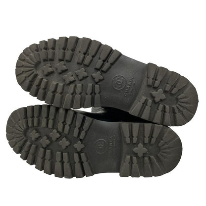 Chanel Boots 36 1/2 Women - G28566 Black Engineer/matelasse Lambskin