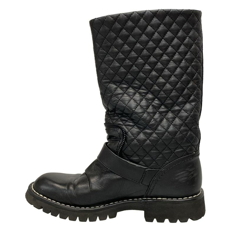 Chanel Boots 36 1/2 Women - G28566 Black Engineer/matelasse Lambskin