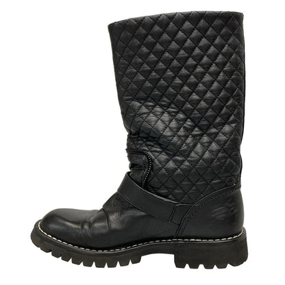 Chanel Boots 36 1/2 Women - G28566 Black Engineer/matelasse Lambskin