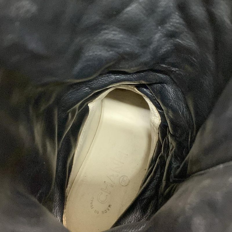 Chanel Boots 36 1/2 Women - G28566 Black Engineer/matelasse Lambskin