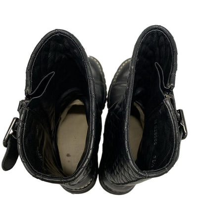 Chanel Boots 36 1/2 Women - G28566 Black Engineer/matelasse Lambskin