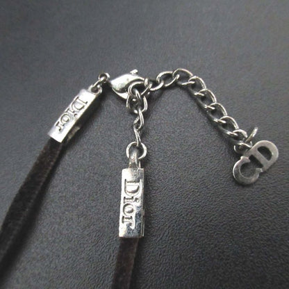 Good Christian DIOR Cross Choker Necklace Silver Color And Black Ladies Used