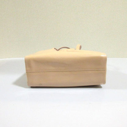 Good Bvlgari Twist Leather Circle Logo Handbag Pink Beige Ladies Used