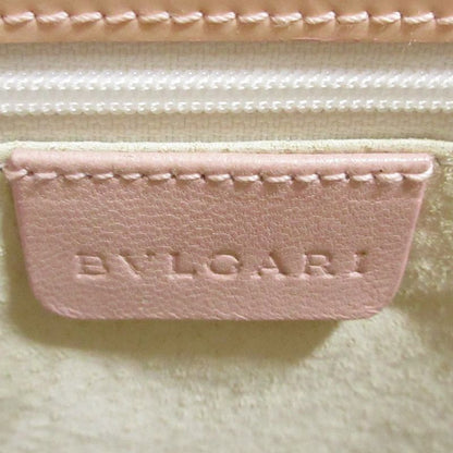 Good Bvlgari Twist Leather Circle Logo Handbag Pink Beige Ladies Used