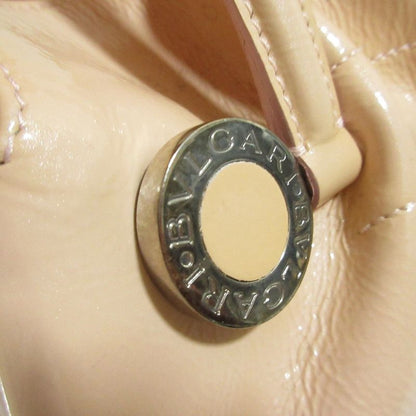 Good Bvlgari Twist Leather Circle Logo Handbag Pink Beige Ladies Used