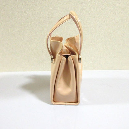 Good Bvlgari Twist Leather Circle Logo Handbag Pink Beige Ladies Used