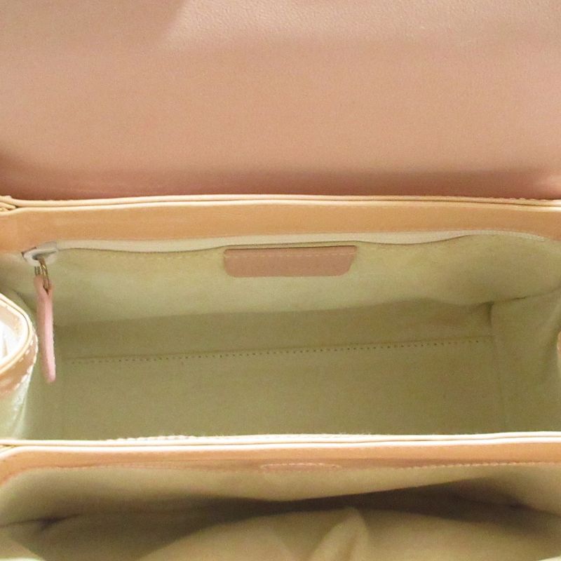 Good Bvlgari Twist Leather Circle Logo Handbag Pink Beige Ladies Used