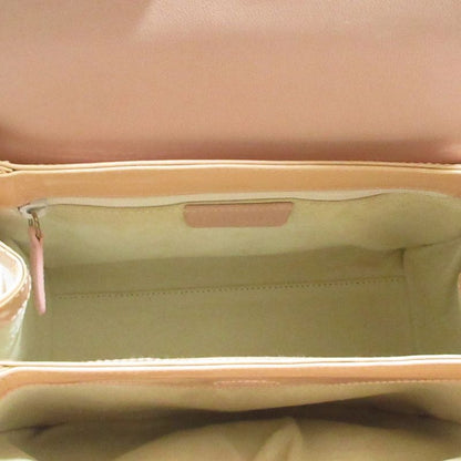 Good Bvlgari Twist Leather Circle Logo Handbag Pink Beige Ladies Used