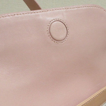 Good Bvlgari Twist Leather Circle Logo Handbag Pink Beige Ladies Used