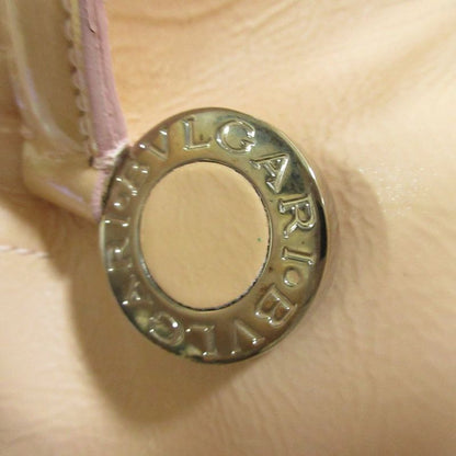 Good Bvlgari Twist Leather Circle Logo Handbag Pink Beige Ladies Used