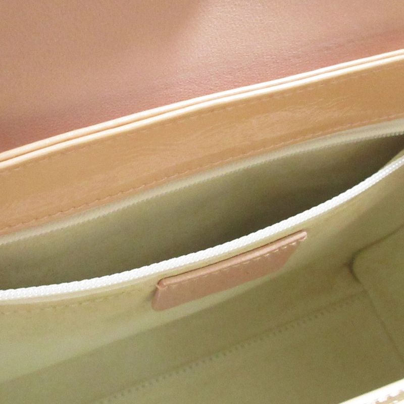 Good Bvlgari Twist Leather Circle Logo Handbag Pink Beige Ladies Used