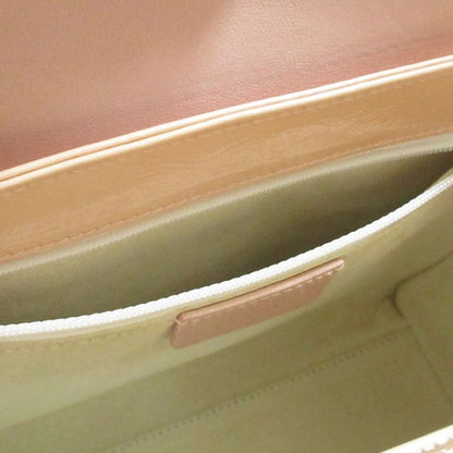 Good Bvlgari Twist Leather Circle Logo Handbag Pink Beige Ladies Used