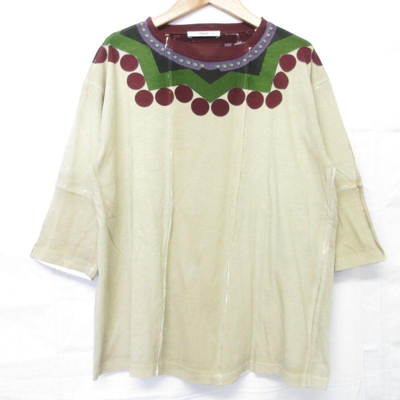 Prada Patchwork Garment Dye T-Shirt Size S Beige Women's Used