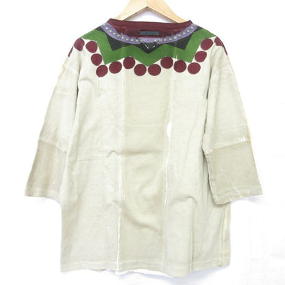 Prada Patchwork Garment Dye T-Shirt Size S Beige Women's Used