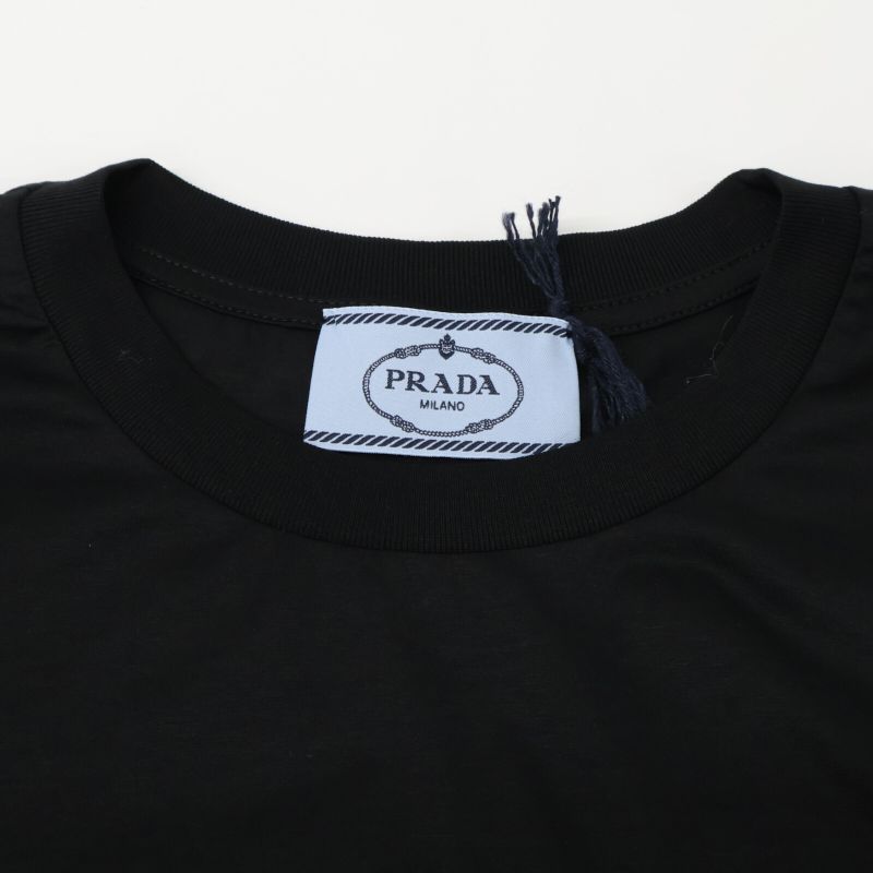Prada Dna976 S221 Black Cotton Crew Neck Short Sleeve Cut And Sewn M