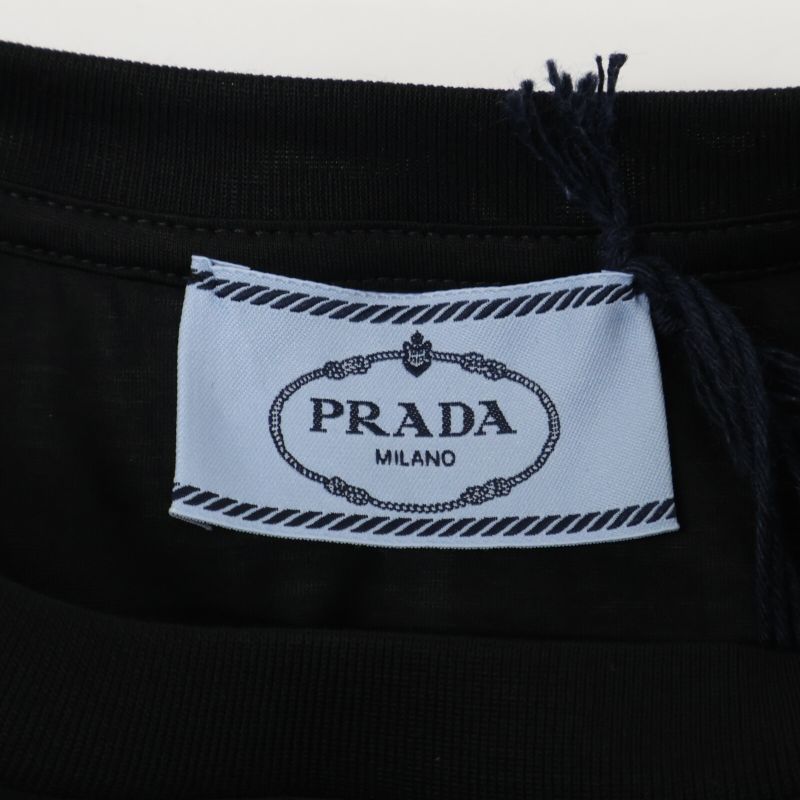 Prada Dna976 S221 Black Cotton Crew Neck Short Sleeve Cut And Sewn M