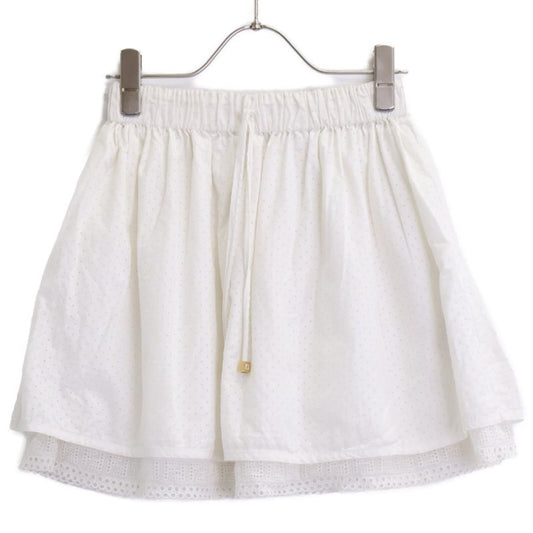 Fendi White Elastic Waistband Lace Mini Skirt 12A