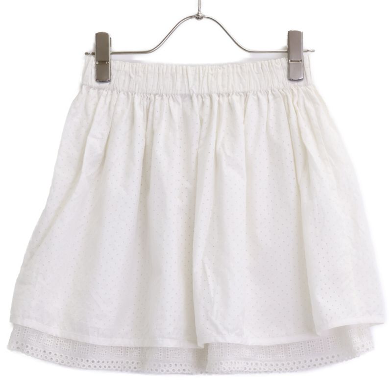 Fendi White Elastic Waistband Lace Mini Skirt 12A