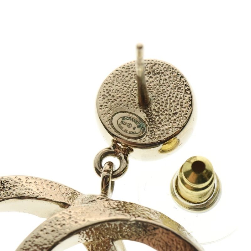 Chanel Coco Mark Stone Earrings Earring Gold GP B23B