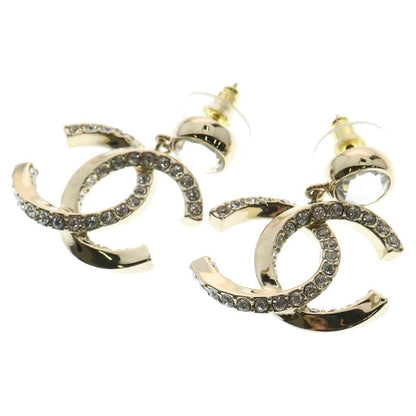 Chanel Coco Mark Stone Earrings Earring Gold GP B23B