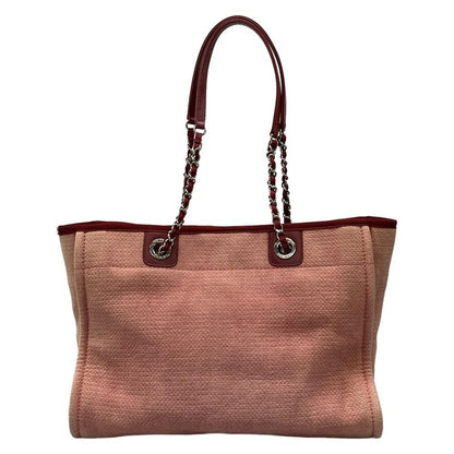 Chanel Tote Bag Deauville Line MM Pink And Red Chain Shoulder / Silver Hardware