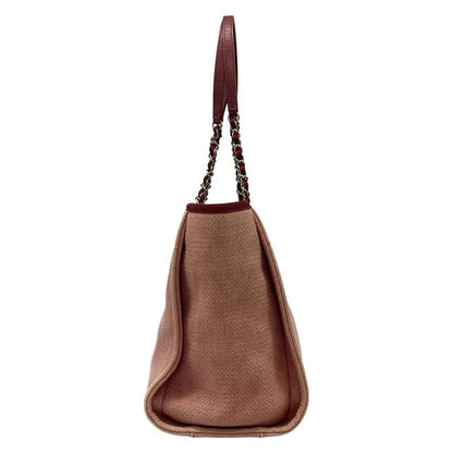 Chanel Tote Bag Deauville Line MM Pink And Red Chain Shoulder / Silver Hardware