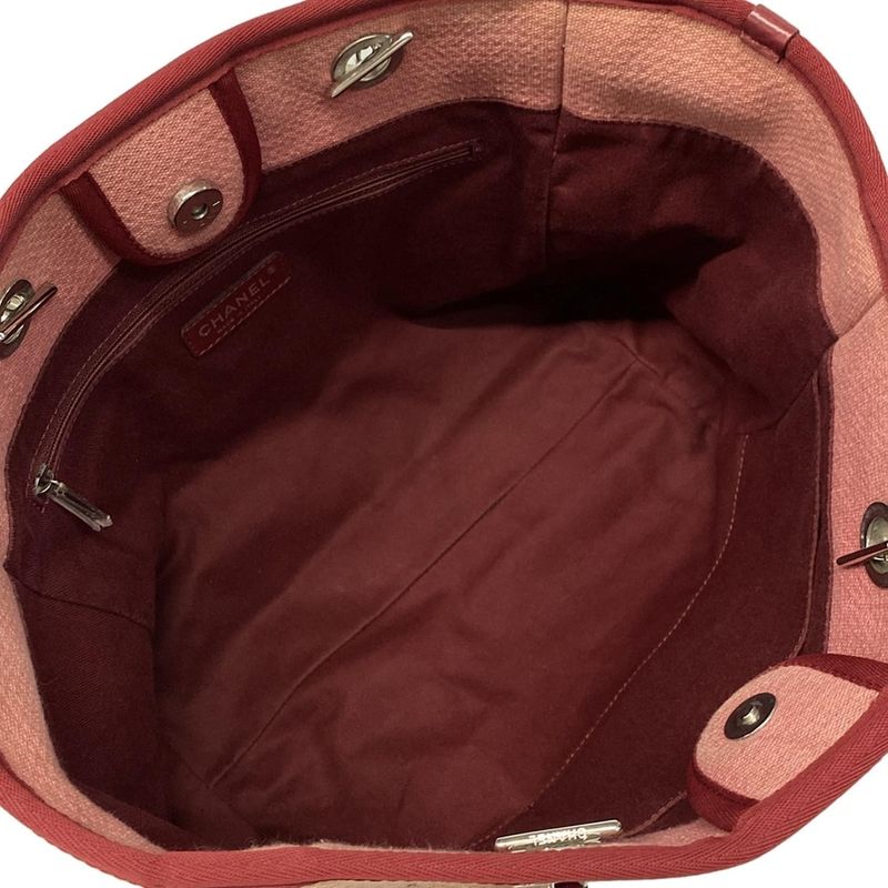 Chanel Tote Bag Deauville Line MM Pink And Red Chain Shoulder / Silver Hardware