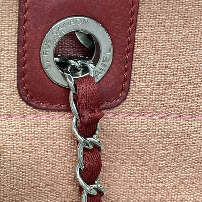 Chanel Tote Bag Deauville Line MM Pink And Red Chain Shoulder / Silver Hardware