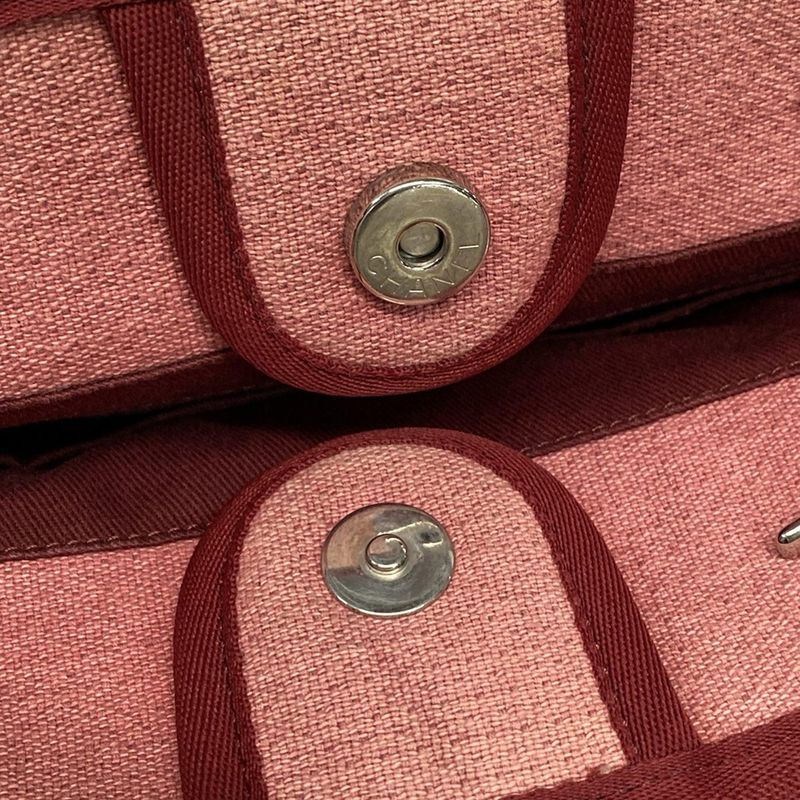 Chanel Tote Bag Deauville Line MM Pink And Red Chain Shoulder / Silver Hardware