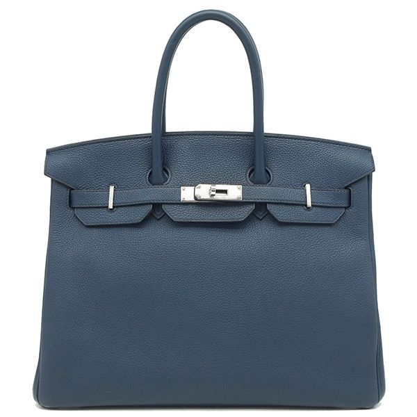 Hermes Handbag Birkin 35 Togo Bleu de Prus Silver Hardware Blue Navy Blue