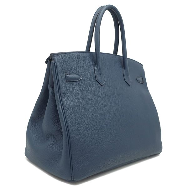 Hermes Handbag Birkin 35 Togo Bleu de Prus Silver Hardware Blue Navy Blue