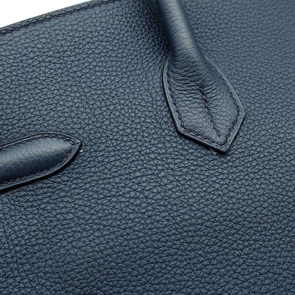 Hermes Handbag Birkin 35 Togo Bleu de Prus Silver Hardware Blue Navy Blue