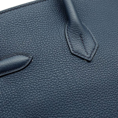 Hermes Handbag Birkin 35 Togo Bleu de Prus Silver Hardware Blue Navy Blue