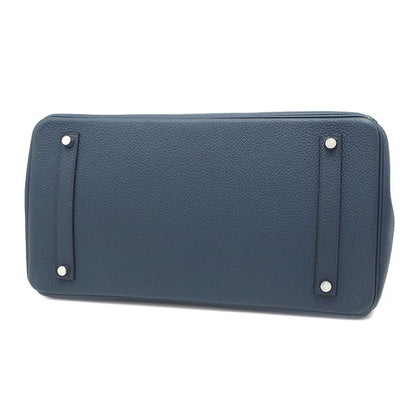 Hermes Handbag Birkin 35 Togo Bleu de Prus Silver Hardware Blue Navy Blue